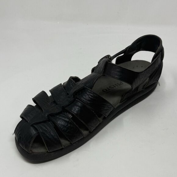Mephisto Sam Fisherman Sandals Mens 11 EU 45 Black Leather Casual Comfort - Picture 8 of 15